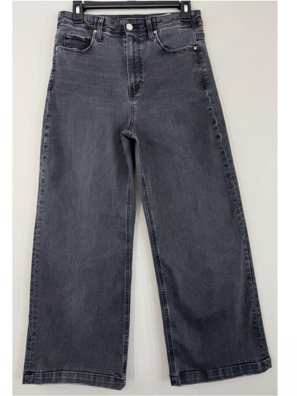 ⛱️🔥PAIGE - Black Wide-Leg Crop Jeans - 29